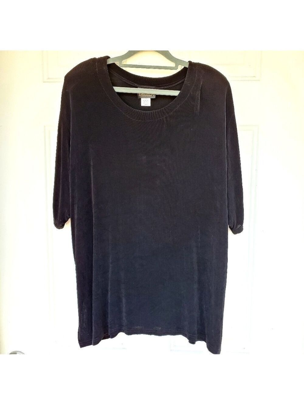 Vtg Brenna's plus sz 2x 3x 4x ribbed black shoulder pads blouse top